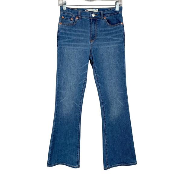 Levis 726 Flare Jeans Blue Adjustable Waist Stretchy Denim Kids Girls Size 14 - Picture 1 of 11